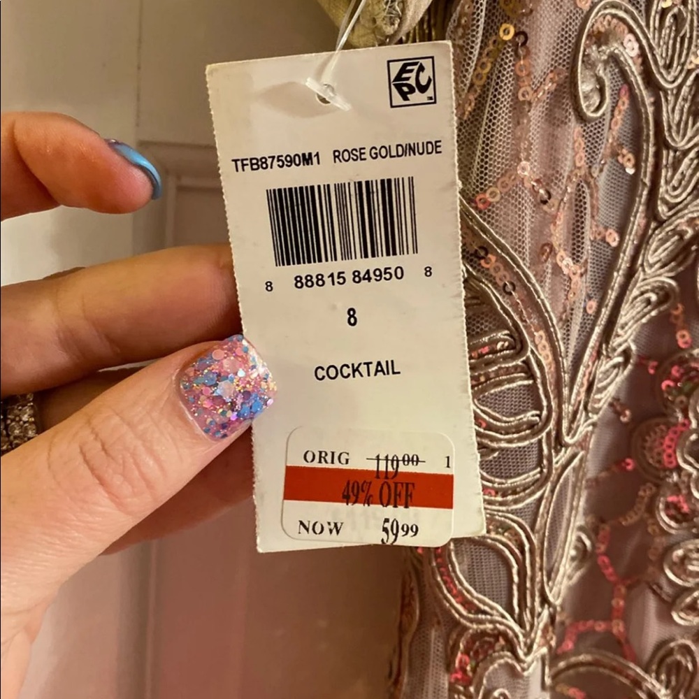 Rose gold and nude cocktail dress